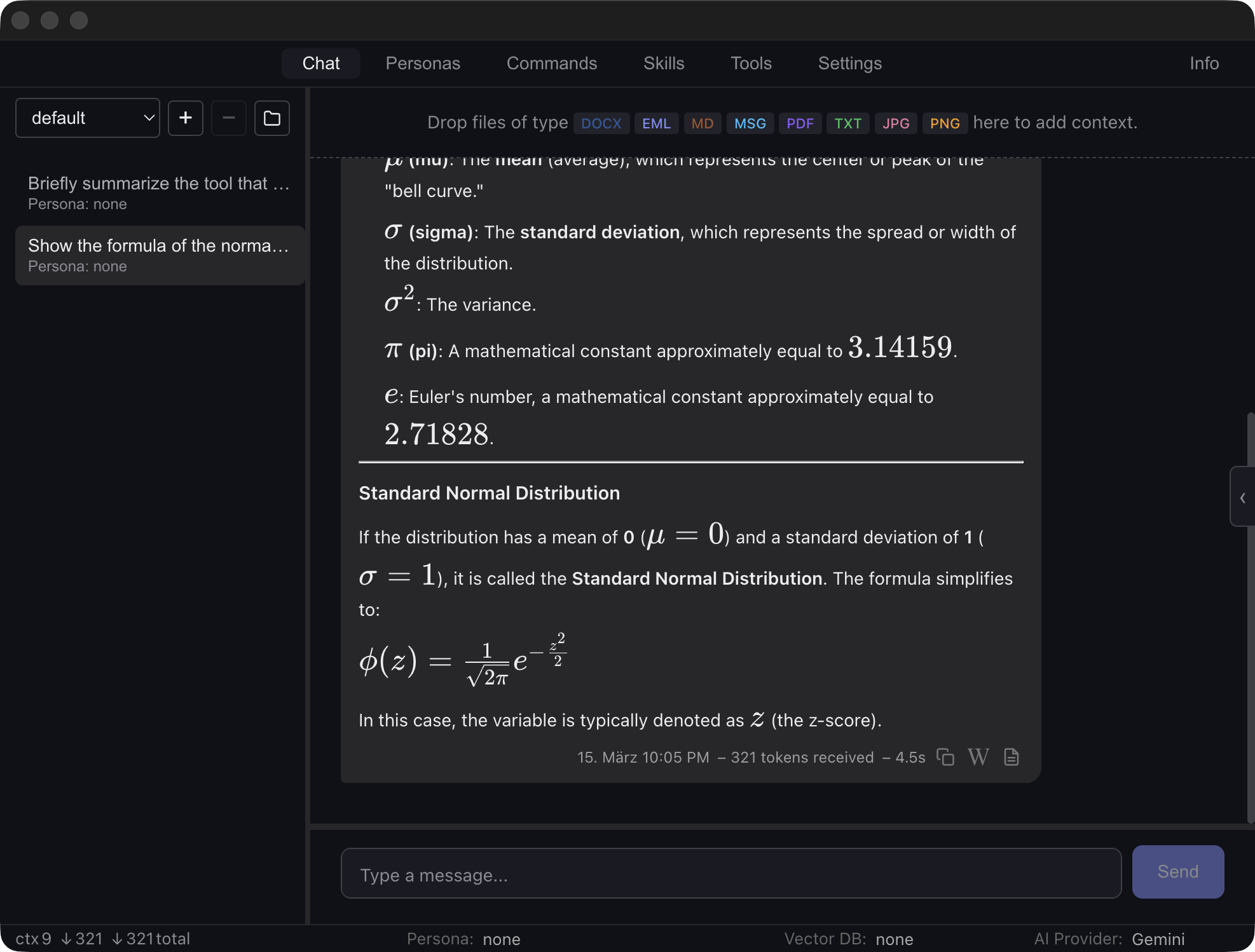 Message Rendering Screenshot